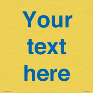 Custom blank information sign. Blue text, plain background